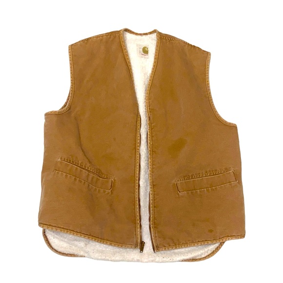 Carhartt Other - VTG Carhartt Duck Canvas Vest Jacket Sherpa Lined Adult Large TALON ZIP